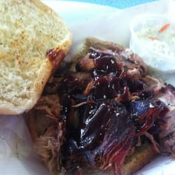 Jimmy's BBQ - Pulled pork sandwich notice the sauce I had to apply myself.