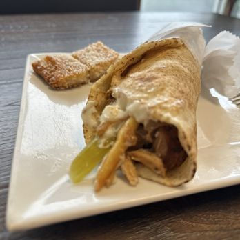 Lazeez Fresh Mediterranean Grill - Chicken Shawarma wrap before I dug into it; it was excellent - Mediterranean Near Me - Allentown, Pennsylvania