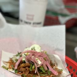 The Taco Stand - The secret menu Al pastor volcano tostada