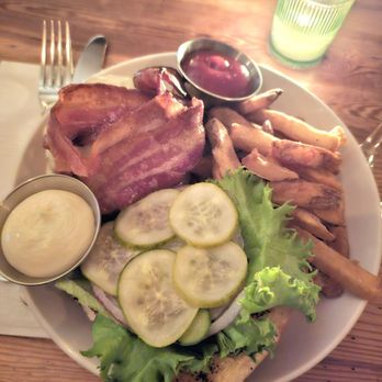 Allswell - Classic Allswell Burger with bacon and french fries - New American Near Me - Brooklyn, New York