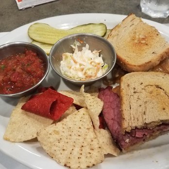 Turning Point - Bubbies (pastrami, swiss, tomato & grilled onions on rye w/ honey mustard (no, I did NOT eat half of the slaw before I took the pic!) - Breakfast & Brunch Near Me - Bryn Mawr, Pennsylvania
