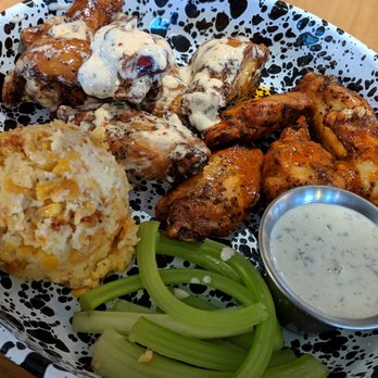 The Switch - Man... These wings. Smoked. White sauce on half, brisket fat hot sauce on the other half. {Insert Drool emoji} - Barbeque Near Me - Austin, Texas The Switch - Man... These wings. Smoked. White sauce on half, brisket fat hot sauce on the other half. {Insert Drool emoji} - Barbeque Near Me - Austin, Texas