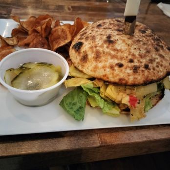 Eatery - The "okie-dokie artichokey" sandwich with house made pickles and chips. $14. - Steakhouses Near Me - Olean, New York
