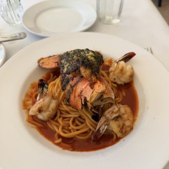 La Cote Bleue - Bucatini, lobster, and prawns. - Modern European Near Me - Pacific Grove, California La Cote Bleue - Bucatini, lobster, and prawns. - Modern European Near Me - Pacific Grove, California