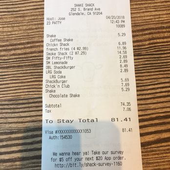 Shake Shack Glendale - It's pretty easy to run up a tab - Burgers Near Me - Glendale, California