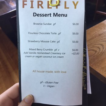 Firefly - Dessert menu - Bars Near Me - Charlottesville, Virginia Firefly - Dessert menu - Bars Near Me - Charlottesville, Virginia