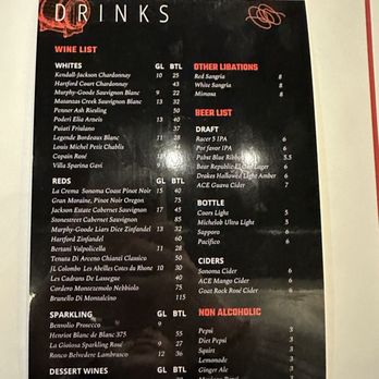 Eddie’s Kitchen - Drinks menu - Italian Near Me - Santa Rosa, California