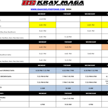 Boise Cities Krav Maga - This is the Schedule starting 4/29/24 I love this place! - Martial Arts Near Me - Eagle, Idaho