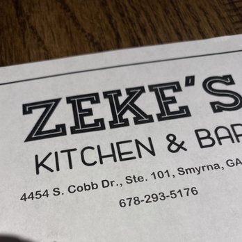 Zeke's Kitchen & Bar - Love this menu !! - New American Near Me - Smyrna, Georgia