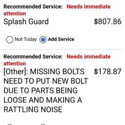 Bill from better service department Bill from better service department