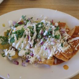 Half red & green chilaquiles delicious
