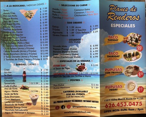 Menu photo 1 Los Planes De Renderos El Monte, CA
