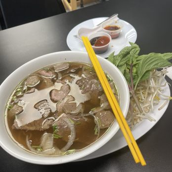 Bun Mee Phan - Thin beef, brisket and meatball Pho spicy with spicy on the side - Vietnamese Near Me - Kansas City, Missouri