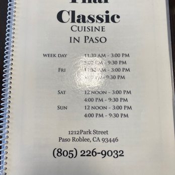 Thai Classic In Paso - Menu. - Thai Near Me - Paso Robles, California Thai Classic In Paso - Menu. - Thai Near Me - Paso Robles, California