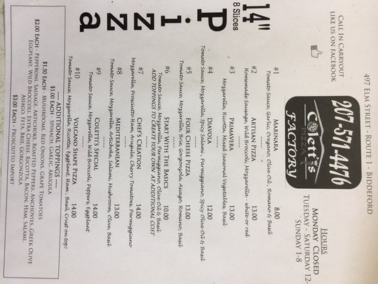 Menu photo 4 Coletti's Pizza Factory Biddeford, ME