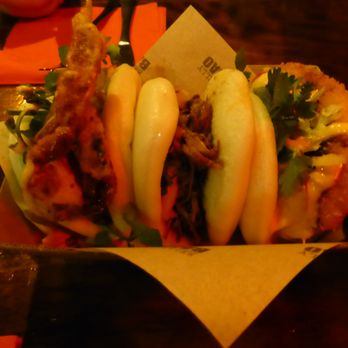 Belly Bao - Left to right: soft shell crab, slow braised beef short rib, and panko crumbed chicken breast - Asian Fusion Near Me - Sydney, NSW
