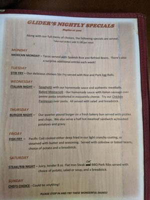 Menu photo 1 Glider's Webb Lake, WI
