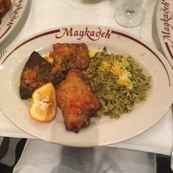 Maykadeh - Kookoo Sabzi with fish and Herbed rice (sabzi polo) Absolutely delicious!! - Persian/Iranian Near Me - San Francisco, California Maykadeh - Kookoo Sabzi with fish and Herbed rice (sabzi polo) Absolutely delicious!! - Persian/Iranian Near Me - San Francisco, California