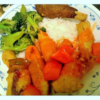 Co Co Lin Vegetarian House - Sweet and Sour Chickn with yummy pineapple, Sauteed Broccoli, and Sugar Cane Drumstick - Juice Bars & Smoothies Near Me - Ridgewood, New York Co Co Lin Vegetarian House - Sweet and Sour Chickn with yummy pineapple, Sauteed Broccoli, and Sugar Cane Drumstick - Juice Bars & Smoothies Near Me - Ridgewood, New York