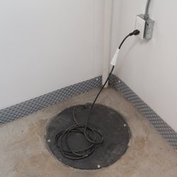 Absolutely Dry Basement Waterproofing - 30" Deep Sump Basin Installed ( 1 Pc Lid Option) Discharge coming out of floor behind basin.