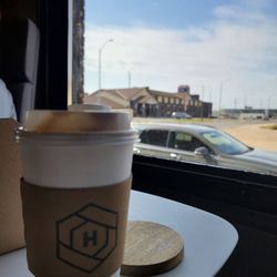 Hub Coffee - Quad shot sugar free caramel latte.