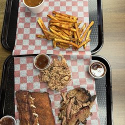 Jimbos Brickhouse Barbeque - Dry rub ribs, pulled pork, and brisket