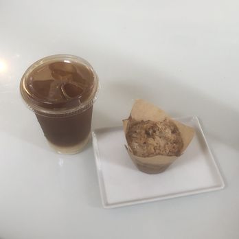 Sin - Sorry, broken camera. But here's my iced americano & gluten-free zucchini muffin! - Desserts Near Me