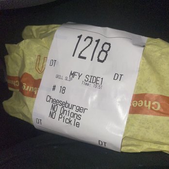 McDonald's - Cheeseburger with onion and pickle despite the special request - Fast Food Near Me - Redlands, California
