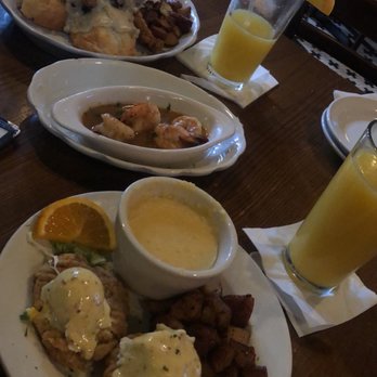 Chimes Restaurant - Lagniappe Poach and chicken & biscuits with side of New Orleans bbq shrimp - Southern Near Me - Baton Rouge, Louisiana