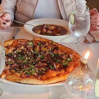 Windows On the Water - Shrimp linguine, chorizo pizza, vegetable and beef soup and BLT salad. - New American Near Me - Morro Bay, California Windows On the Water - Shrimp linguine, chorizo pizza, vegetable and beef soup and BLT salad. - New American Near Me - Morro Bay, California