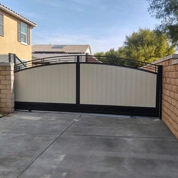 US Iron Works - 16 feet sliding gate metal frame with white vinyl - Fences & Gates Near Me US Iron Works - 16 feet sliding gate metal frame with white vinyl - Fences & Gates Near Me