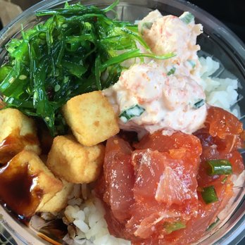 The Fish Express - Spicy salmon poke, lobster salad, seaweed salad, tofu with unagi sauce - Hawaiian Near Me - Lihue, Hawaii