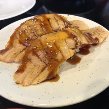Sushi Chiyo - Thin, but long strips of seared salmon, very fair, unlike many sushi track joints. - Conveyor Belt Sushi Near Me - Beaverton, Oregon Sushi Chiyo - Thin, but long strips of seared salmon, very fair, unlike many sushi track joints. - Conveyor Belt Sushi Near Me - Beaverton, Oregon