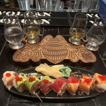 MESU - Rainbow sushi roll and Mezcal flight - Mexican Near Me - Charleston, South Carolina