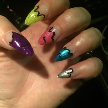 Luxury Nails & Spa - Stiletto shaped nails dipped in wet paint effect - Nail Salons Near Me - Herndon, Virginia