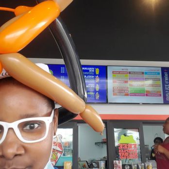 Jeremiah's Italian Ice - The front menu area with me balloon twisting at their grand opening. - Desserts Near Me - Spring, Texas Jeremiah's Italian Ice - The front menu area with me balloon twisting at their grand opening. - Desserts Near Me - Spring, Texas