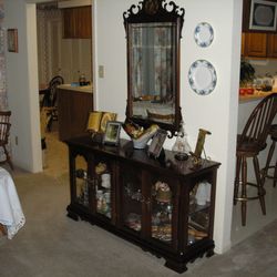 Alvin Antique Center - Broyhill illumunated cabinet and Drexel Heritage mirror