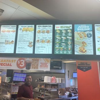 Del Taco - menus on the wall above the counter - Tacos Near Me - Pittsburg, California