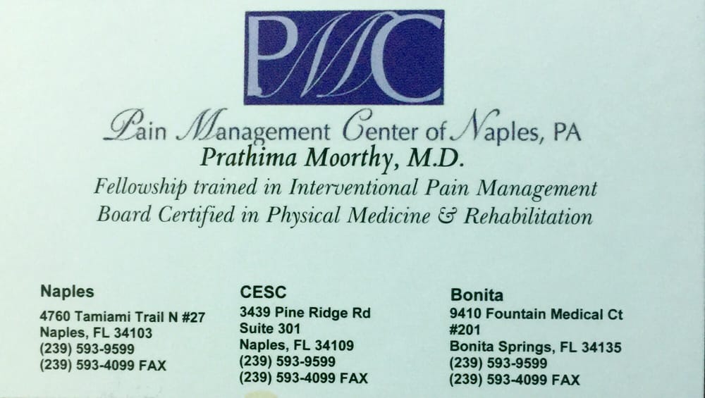 PAIN MANAGEMENT CENTER OF NAPLES Updated August 2024 4760 Tamiami
