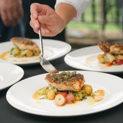Dynamis Estate Wines - Final preparations being made on the Chicken Piccata at a recent Sunday Supper.