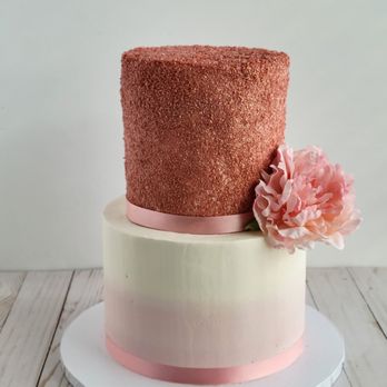 Rocio's Bakery - a three tiered cake with pink flowers - Bakeries Near Me