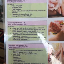 Pedicure menu Pedicure menu