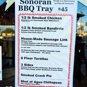 Bashful Bandit Barbecue - Sonoran restaurant week menu! - Barbeque Near Me - Tucson, Arizona