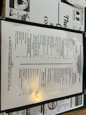 Menu photo 1 Wilderness Restaurant Colebrook, NH