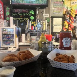 Onion rings and cheese curds Onion rings and cheese curds