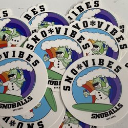 Sno Vibes Snoballs - Sno Vibes Stickers,pins & Magnets for sale.  Stick on your skateboard,lockers,helmet,bike,car,books what ever