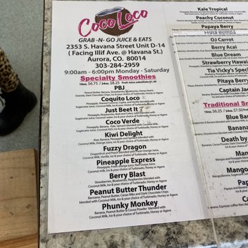 Coco Loco Smoothies Juices & Eats - Menu - Juice Bars & Smoothies Near Me - Aurora, Colorado