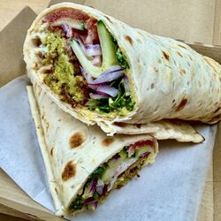 Community Garden Market - Homemade falafel wrap. They make their own falafel's in the house.