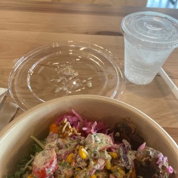 CAVA - Today I had the half harissa chicken, half braised lamb meatballs with super greens etc. - Salad Near Me - Oklahoma City, Oklahoma