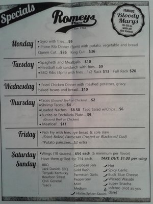 Menu photo 1 Romeys Place Bar & Grill Franklin, WI Menu photo 1 Romeys Place Bar & Grill Franklin, WI